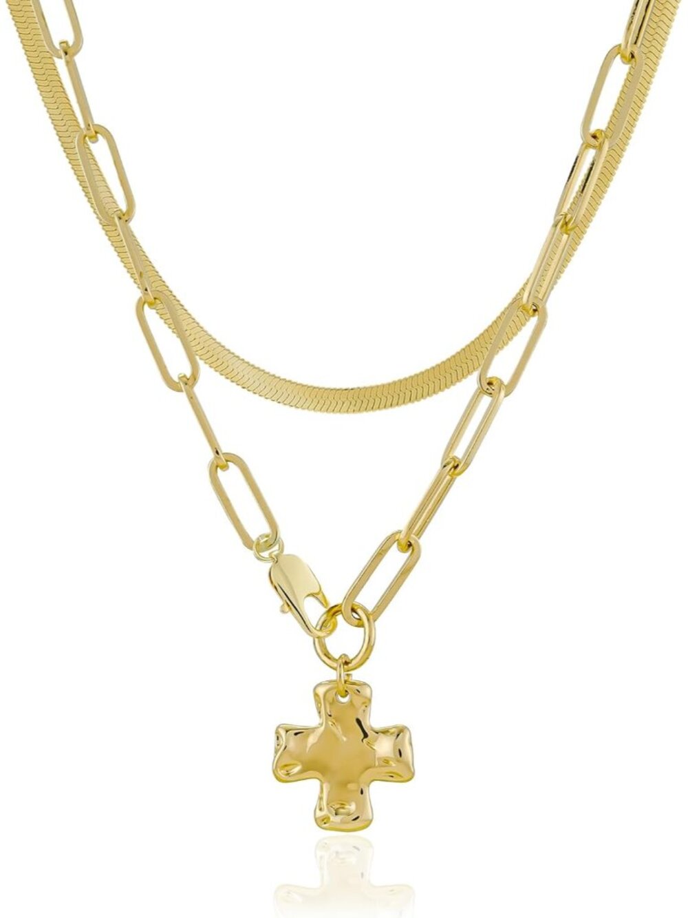 Chunky Cross Necklace for Women Trendy Gold Silver Layered Statement Cross Penda